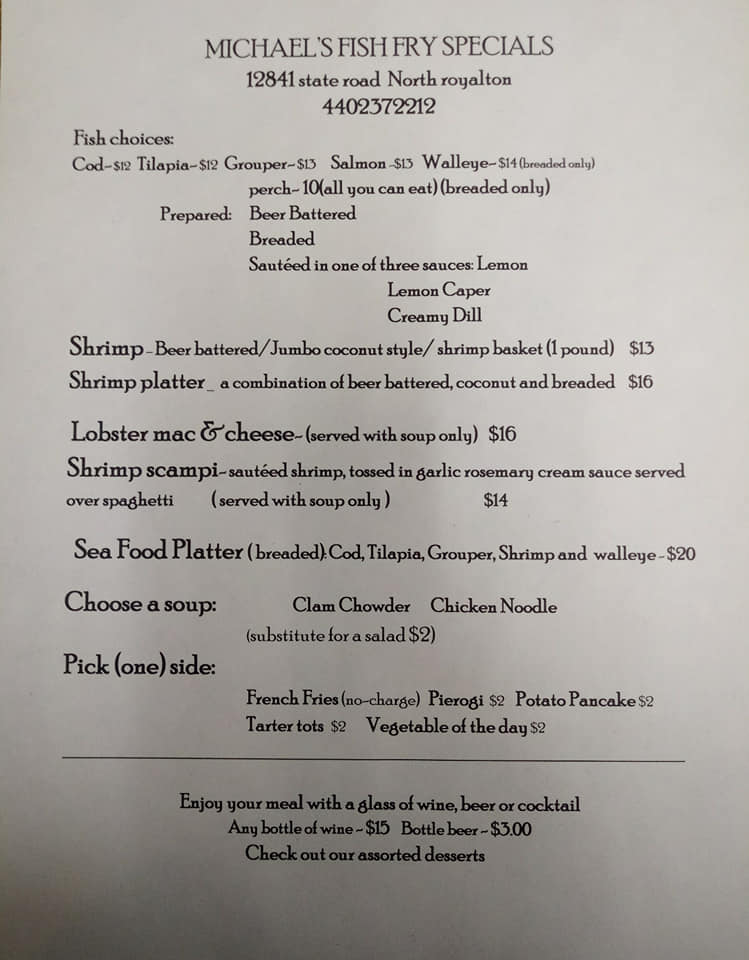 Michael's Place Menu
