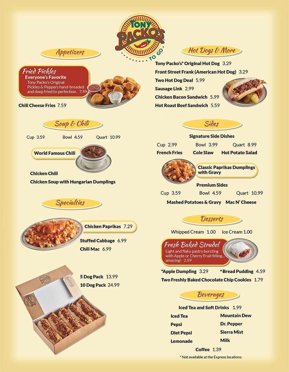 Tony pacos Menu