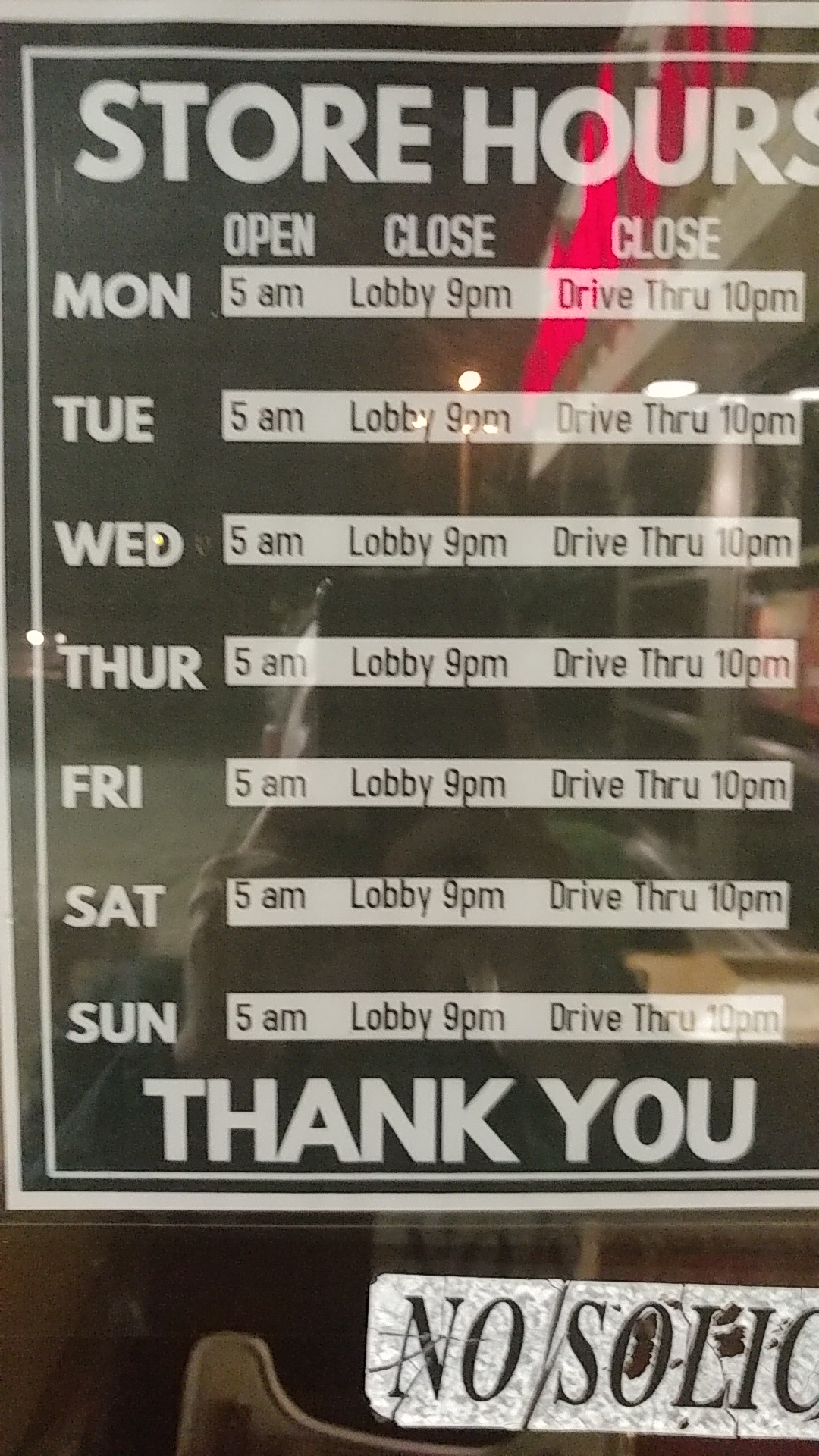 Tim Hortons Menu