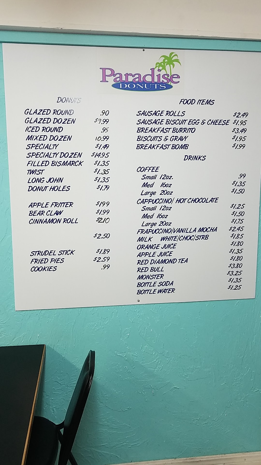 Gid’s Dough-Main Yale Daylight Menu