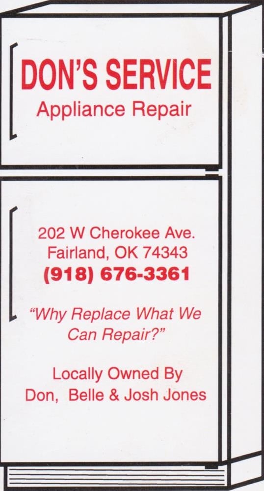 Don's Service And Repair 202 W Cherokee Ave, Fairland Oklahoma 74343