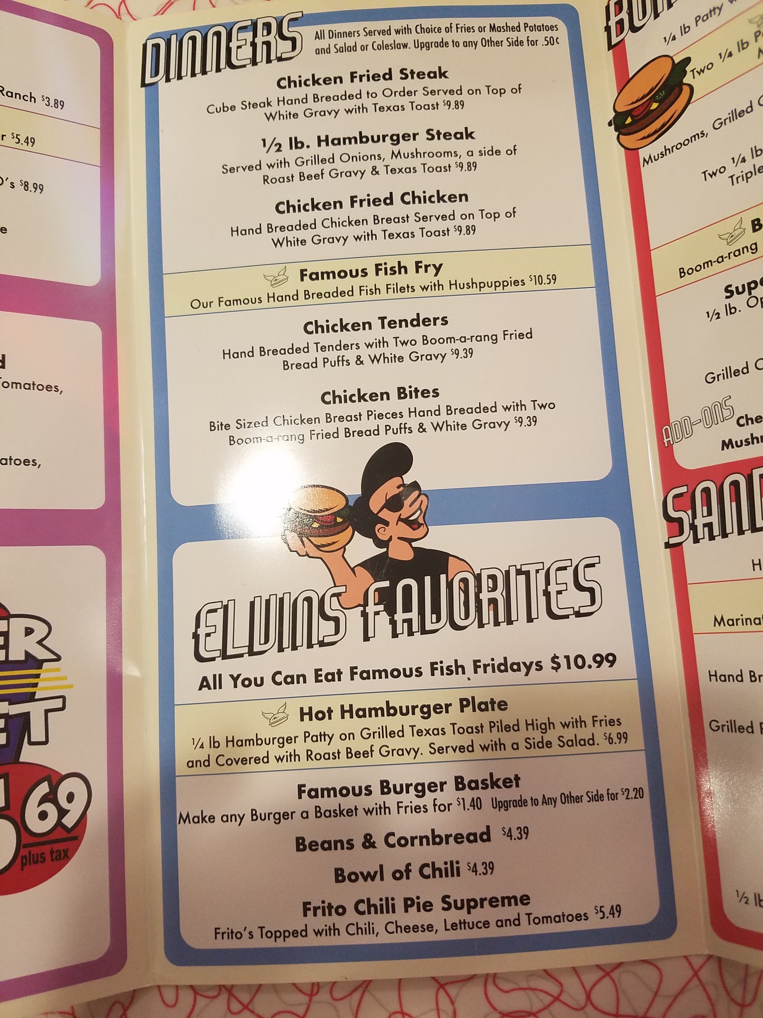 Boomarang Diner Menu