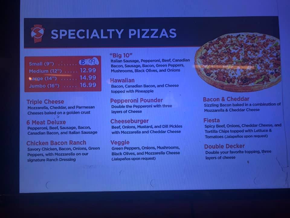 Simple Simon's Pizza Menu