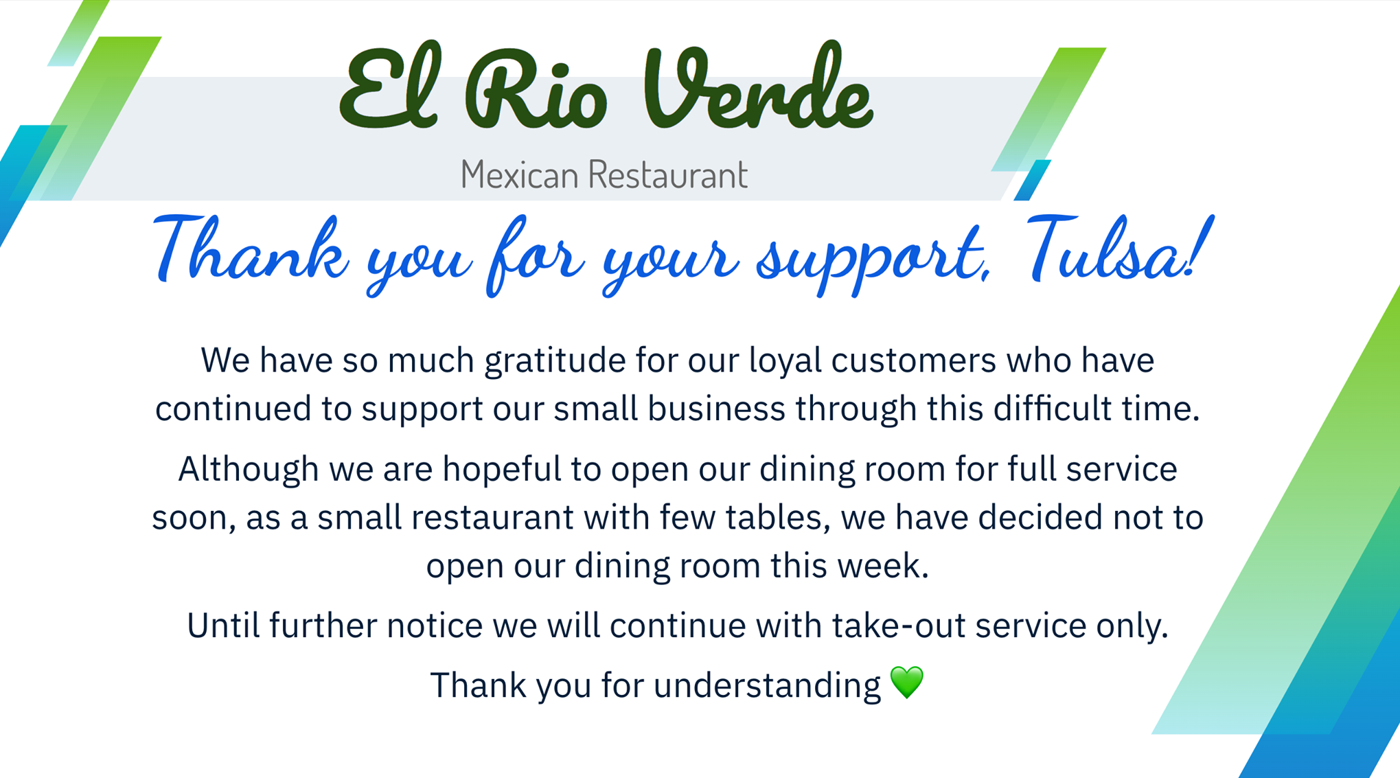 El Rio Verde Restaurant 38 N Trenton Ave, Tulsa