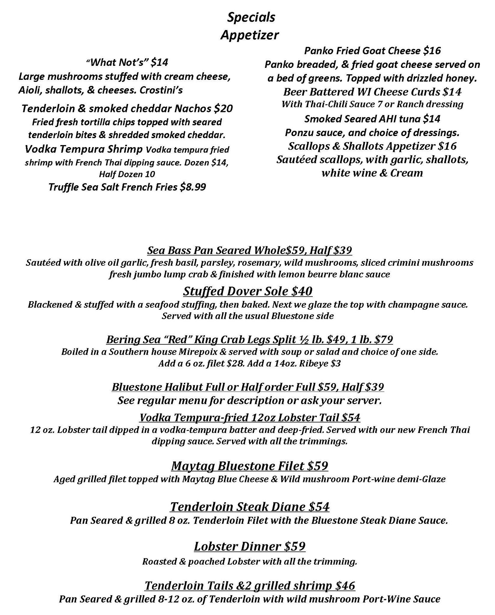 Bluestone Steakhouse and Seafood 10032 S Sheridan Rd, Tulsa
