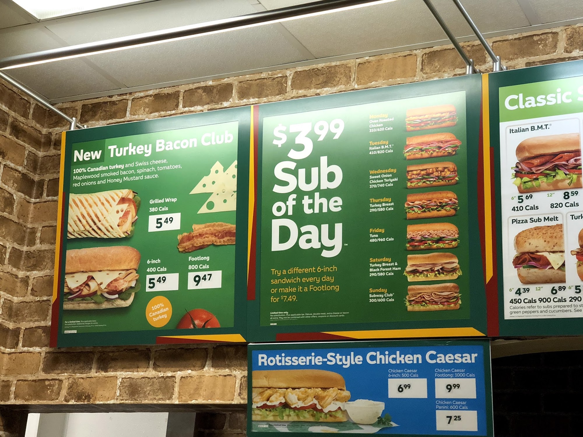 Subway Menu