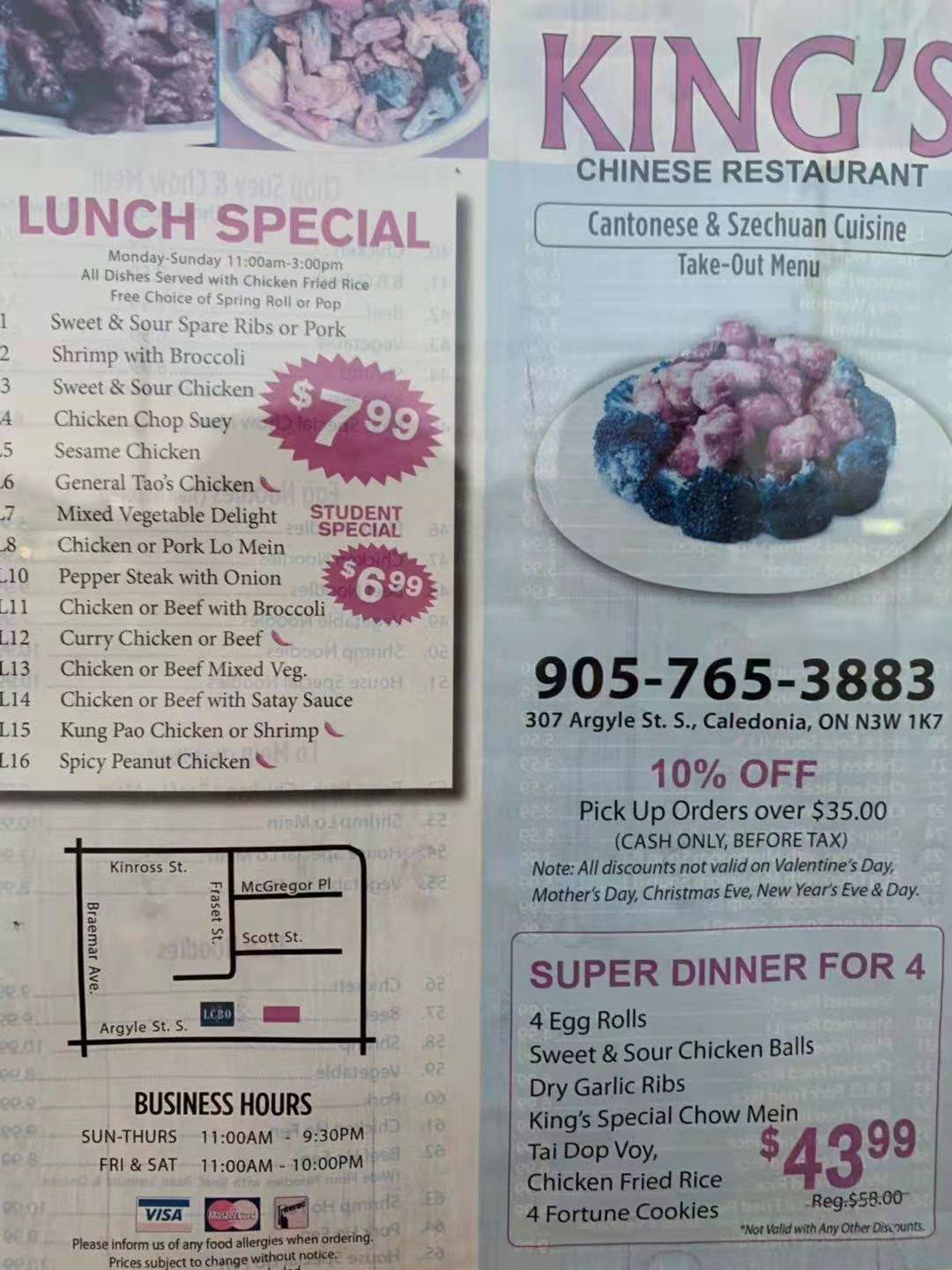 King's Chinese Restaurant Menu