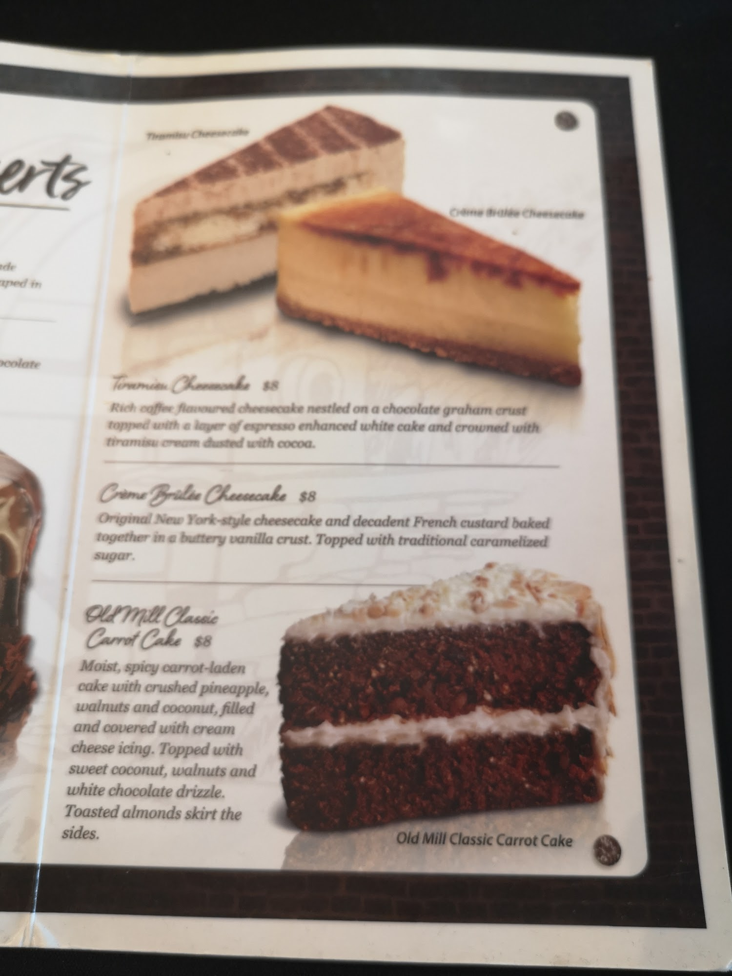 Old Mill Steakhouse Menu