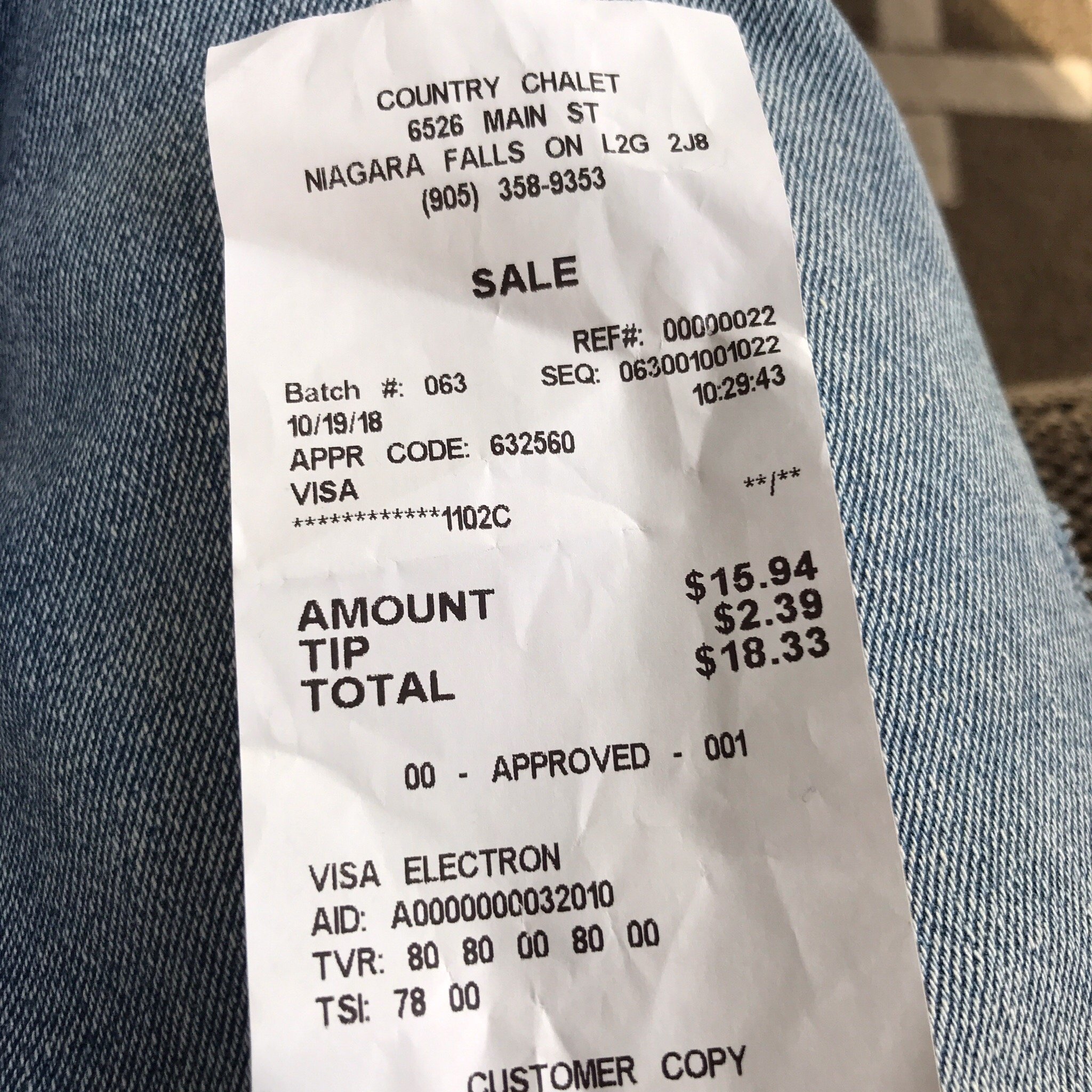 Country Chalet Restaurant Menu