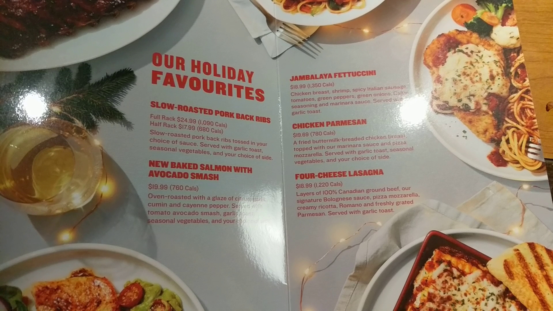 Boston Pizza Menu
