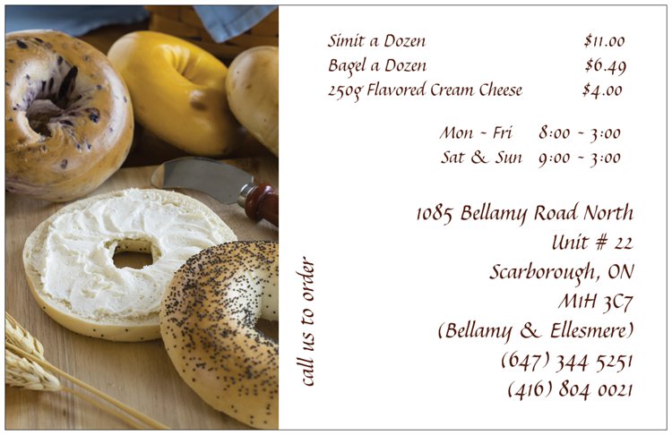 Simit the big bagel Menu