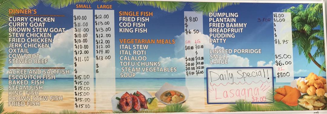 Yah Man Caribbean Restaurant Menu