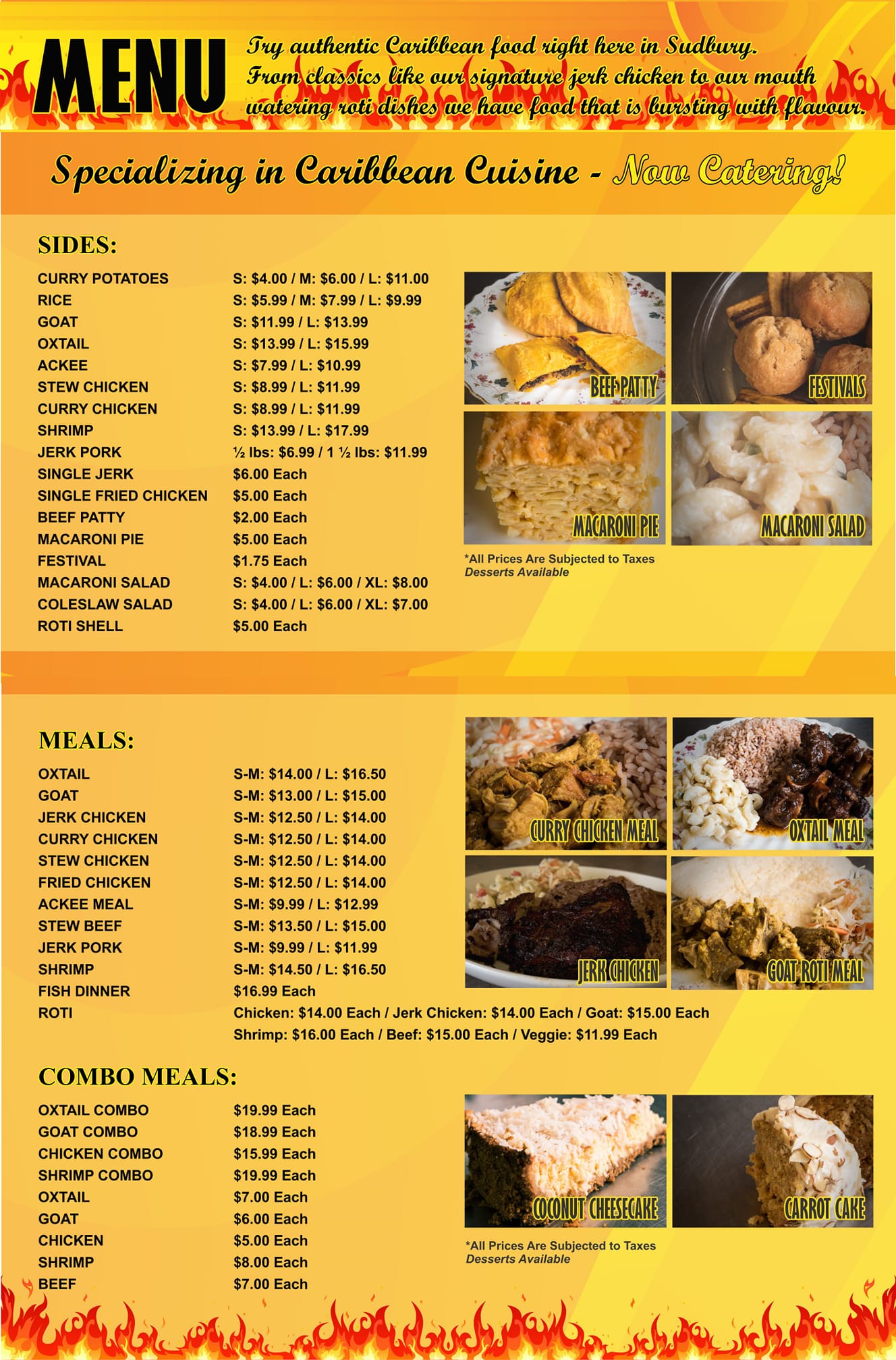 Fire Flame Jerk House Menu