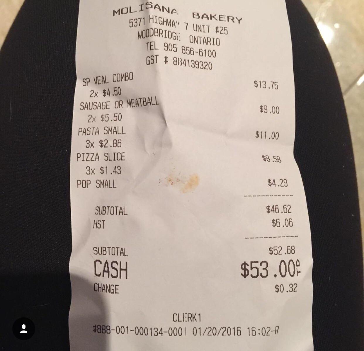 Molisana Bakery Menu