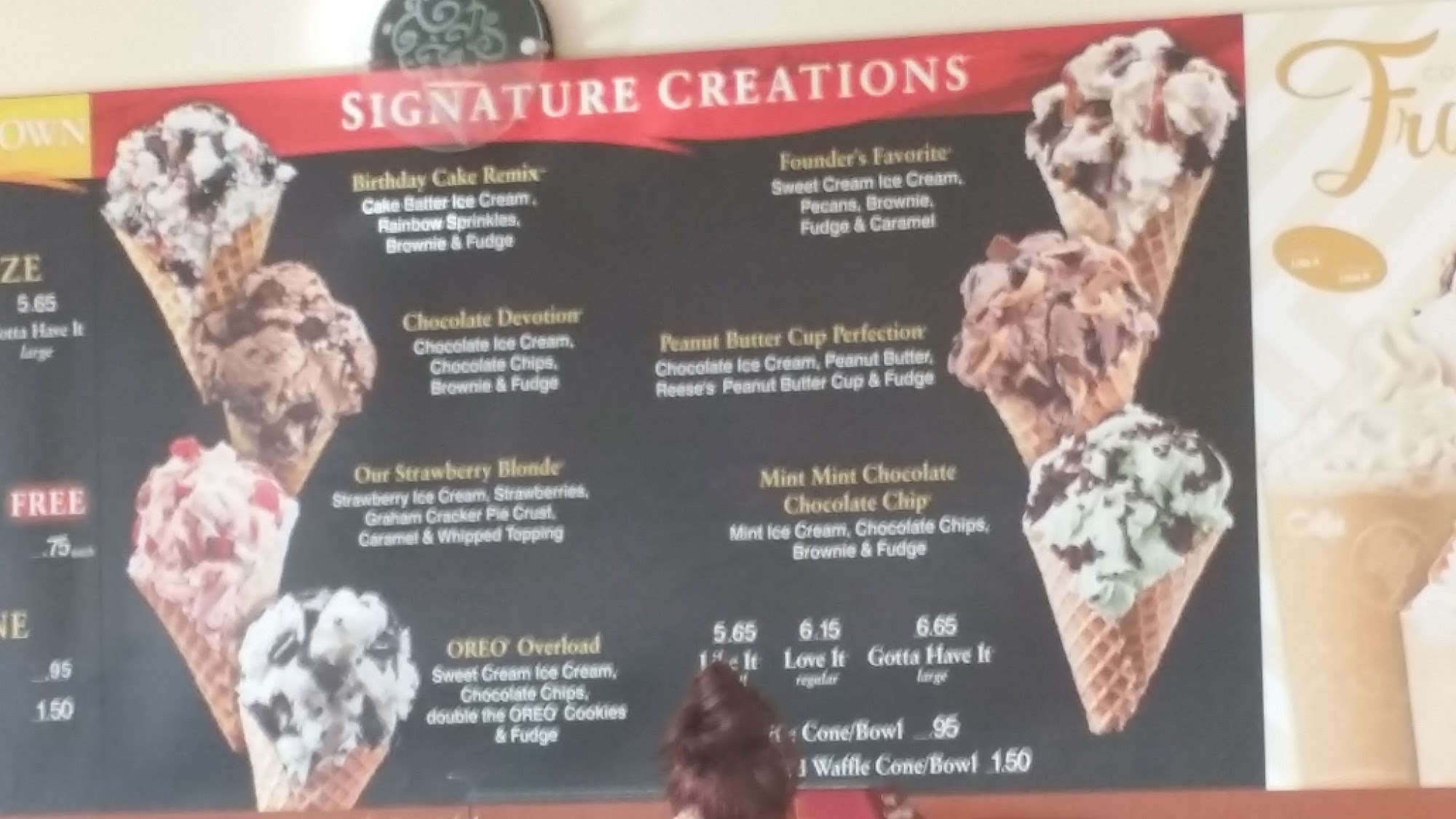 Cold Stone Creamery Menu