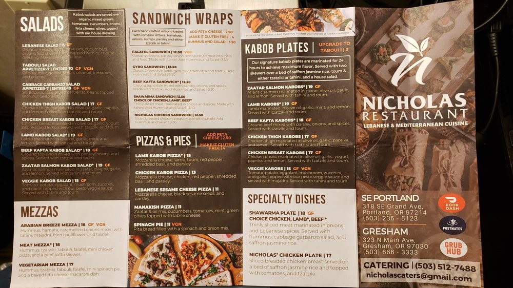 Nicholas Restaurant Lebanese and mediterranean cuisine 318 SE Grand Ave, Portland