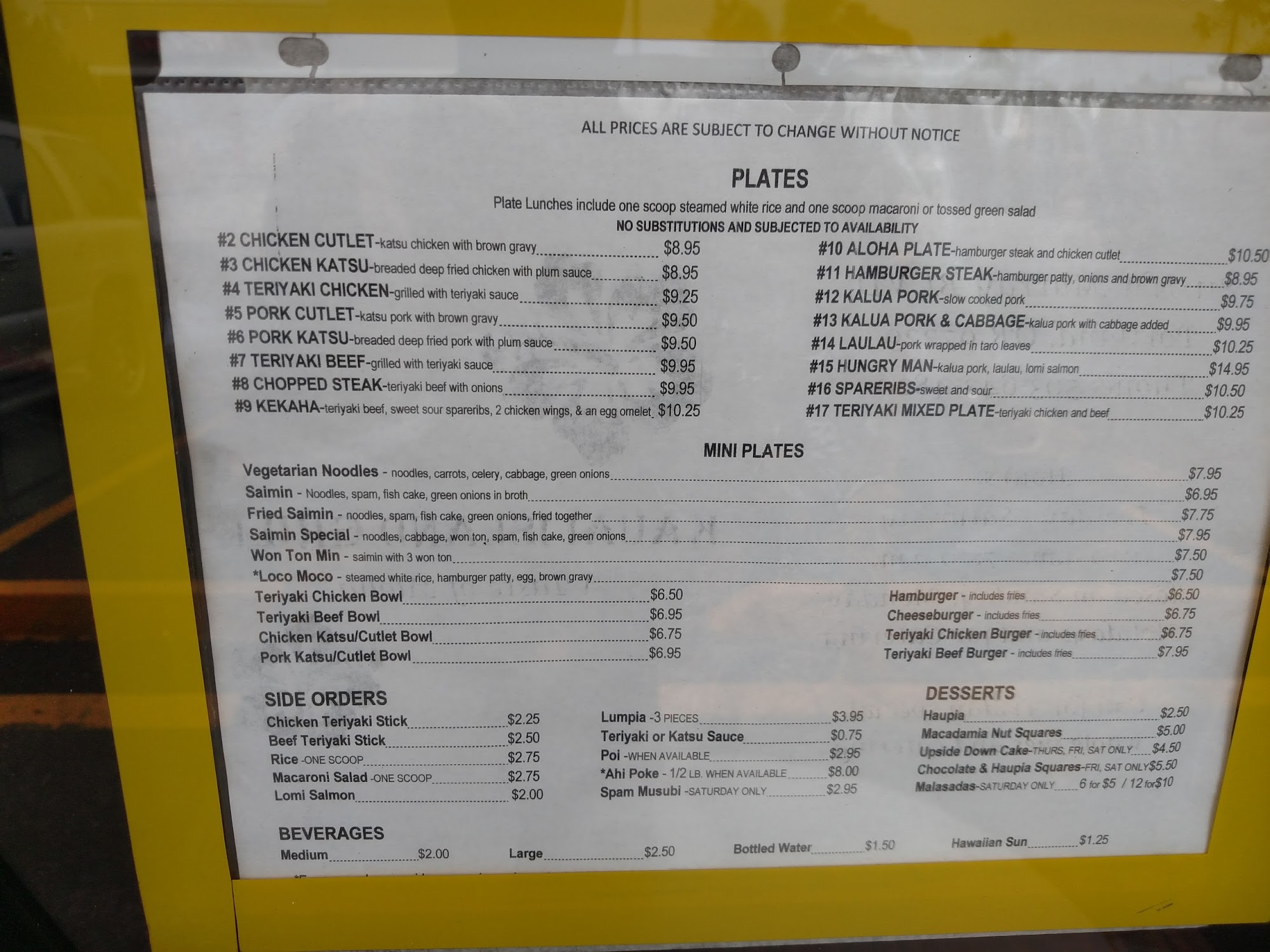 Kauai Island Grill Menu