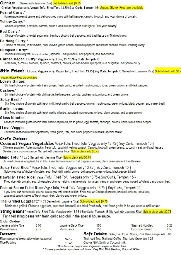 Basil Vegan Kitchen Menu