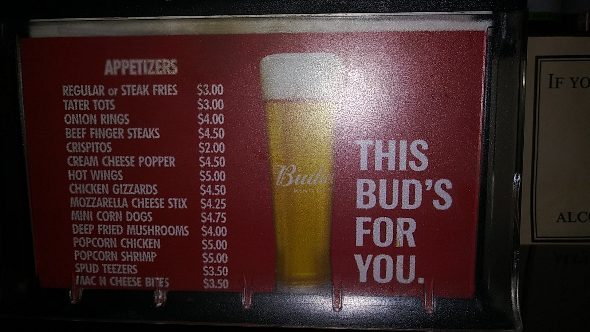 The Silver Dollar Tavern Menu