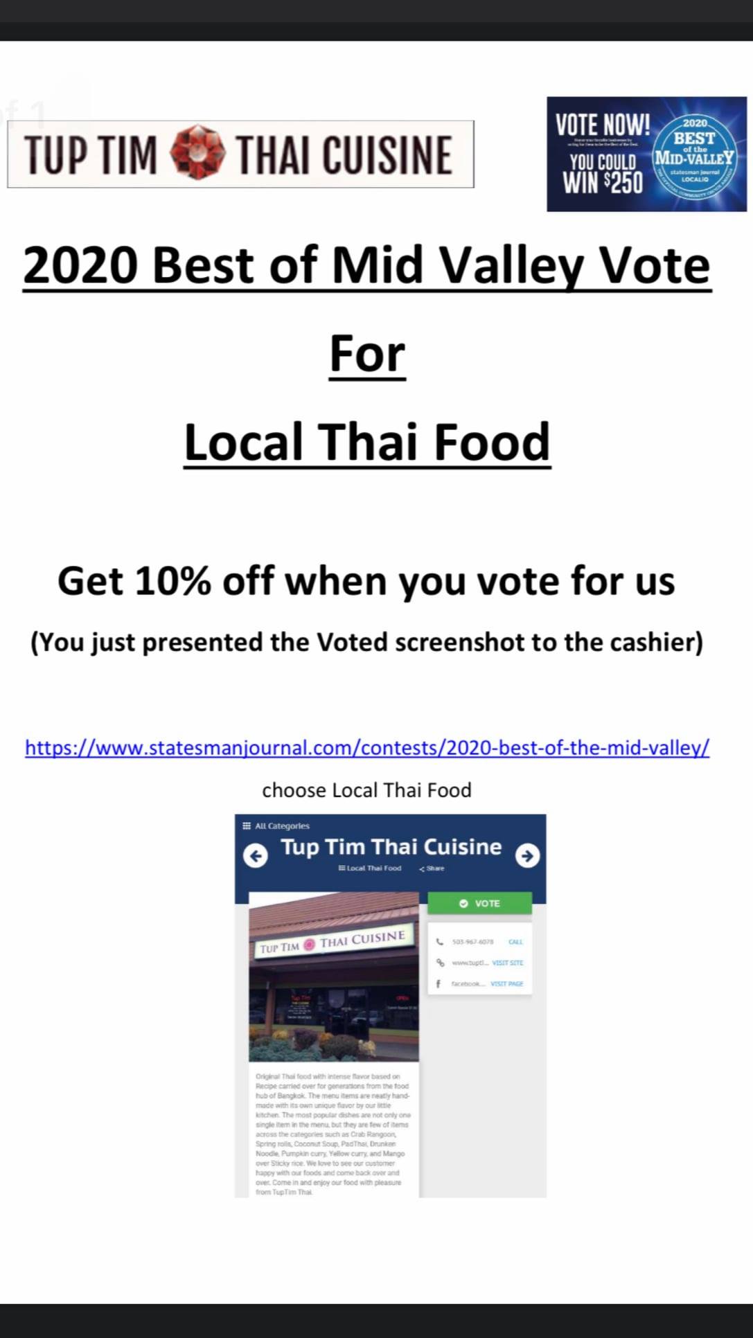 Tup Tim Thai Cuisine 3860 Commercial St SE, Salem