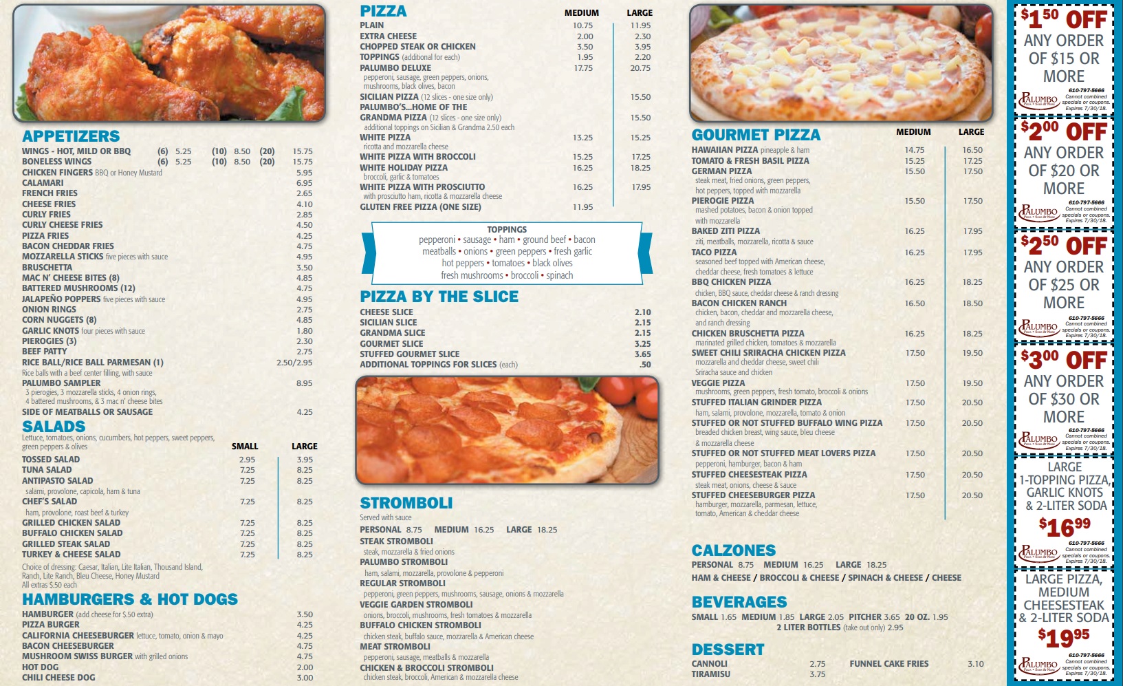 Palumbo Pizza & Subs Menu