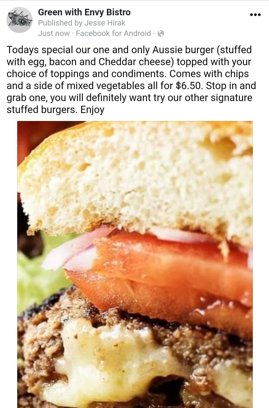 Green with Envy Bistro Menu