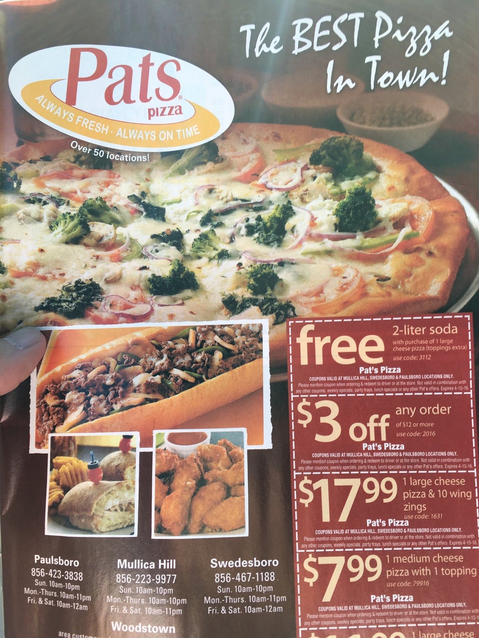 Pat's Pizza & Pasta Brookhaven Menu