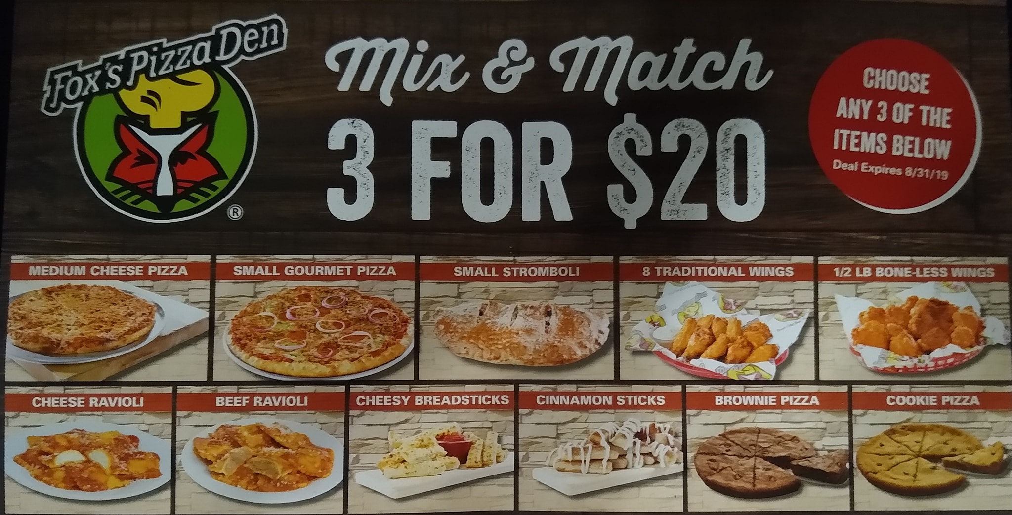 Fox's Pizza Den Menu
