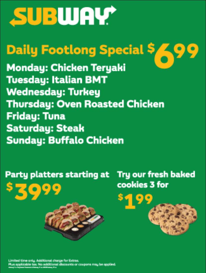Subway Menu