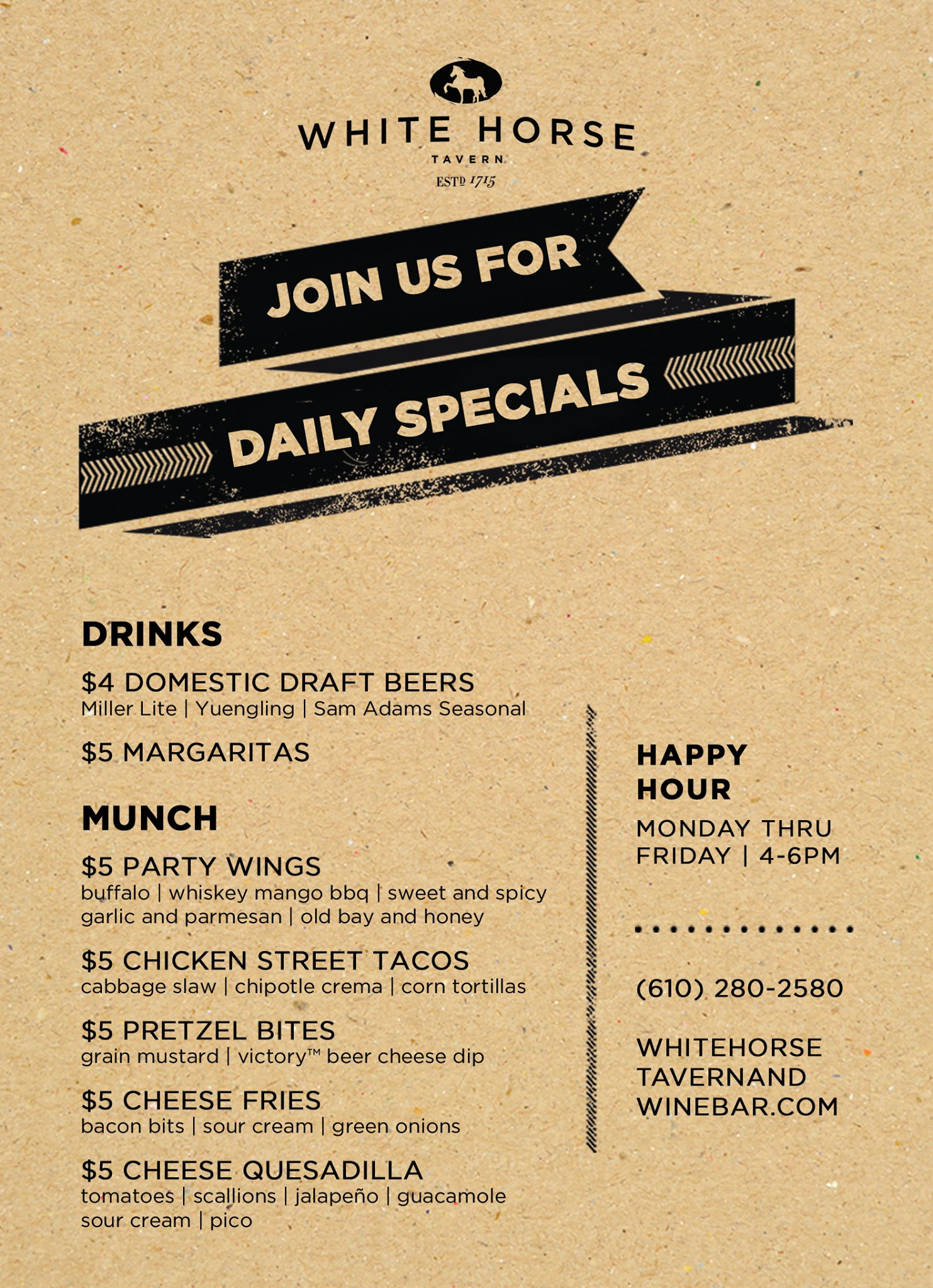 White Horse Tavern & Wine Bar Menu