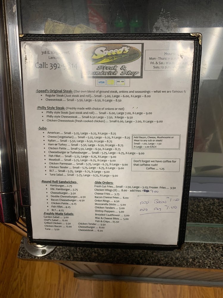 Speed's Sandwich Shop 318 E King St, Lancaster
