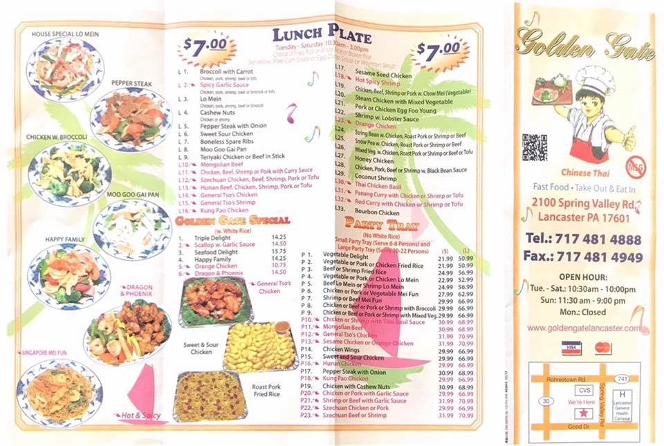 Golden Gate Chinese Restaurant 2100 Spring Valley Rd, Lancaster