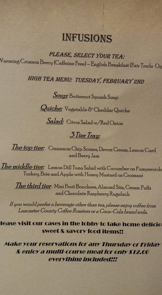 Infusions Bake Shop Menu