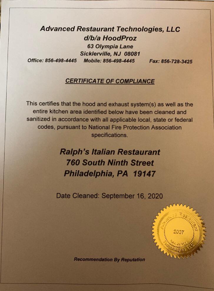 Ralph's Italian Restaurant 760 S 9th St, Philadelphia