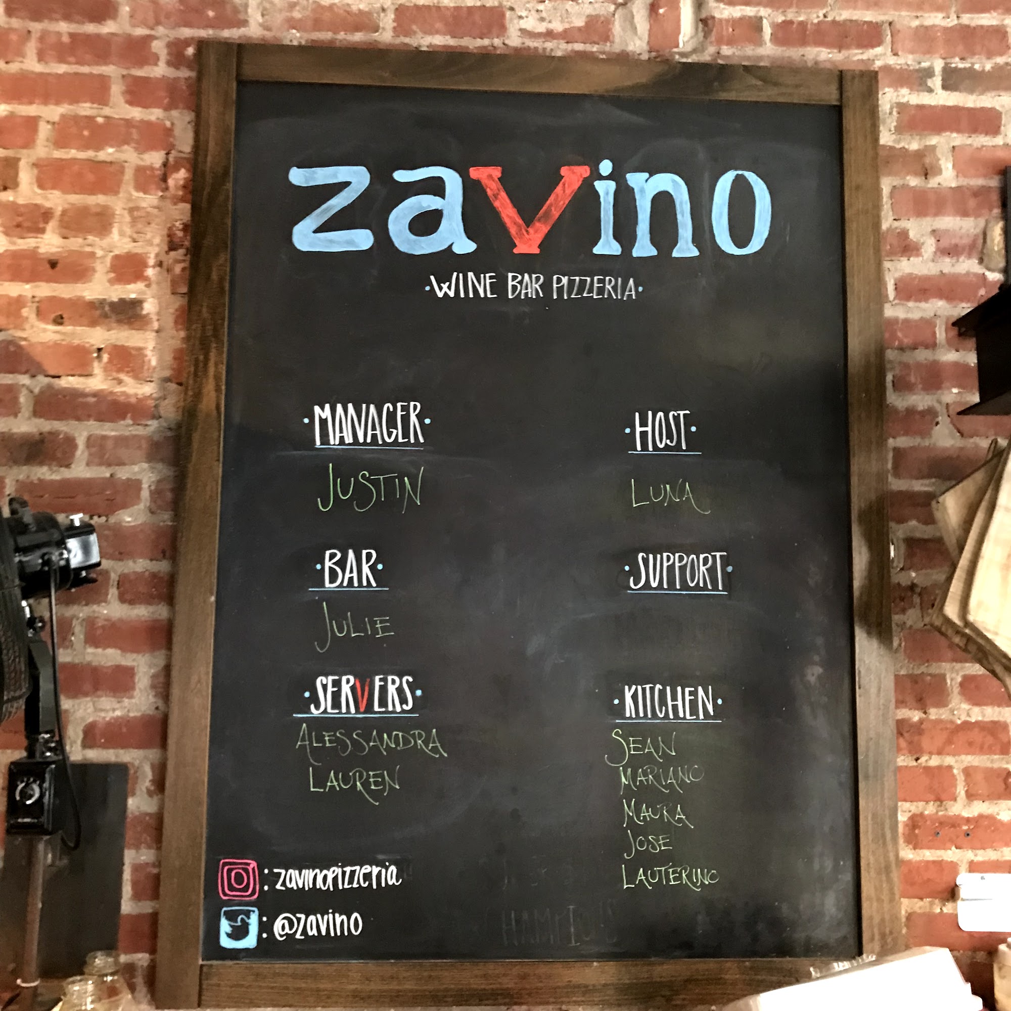 Zavino Menu