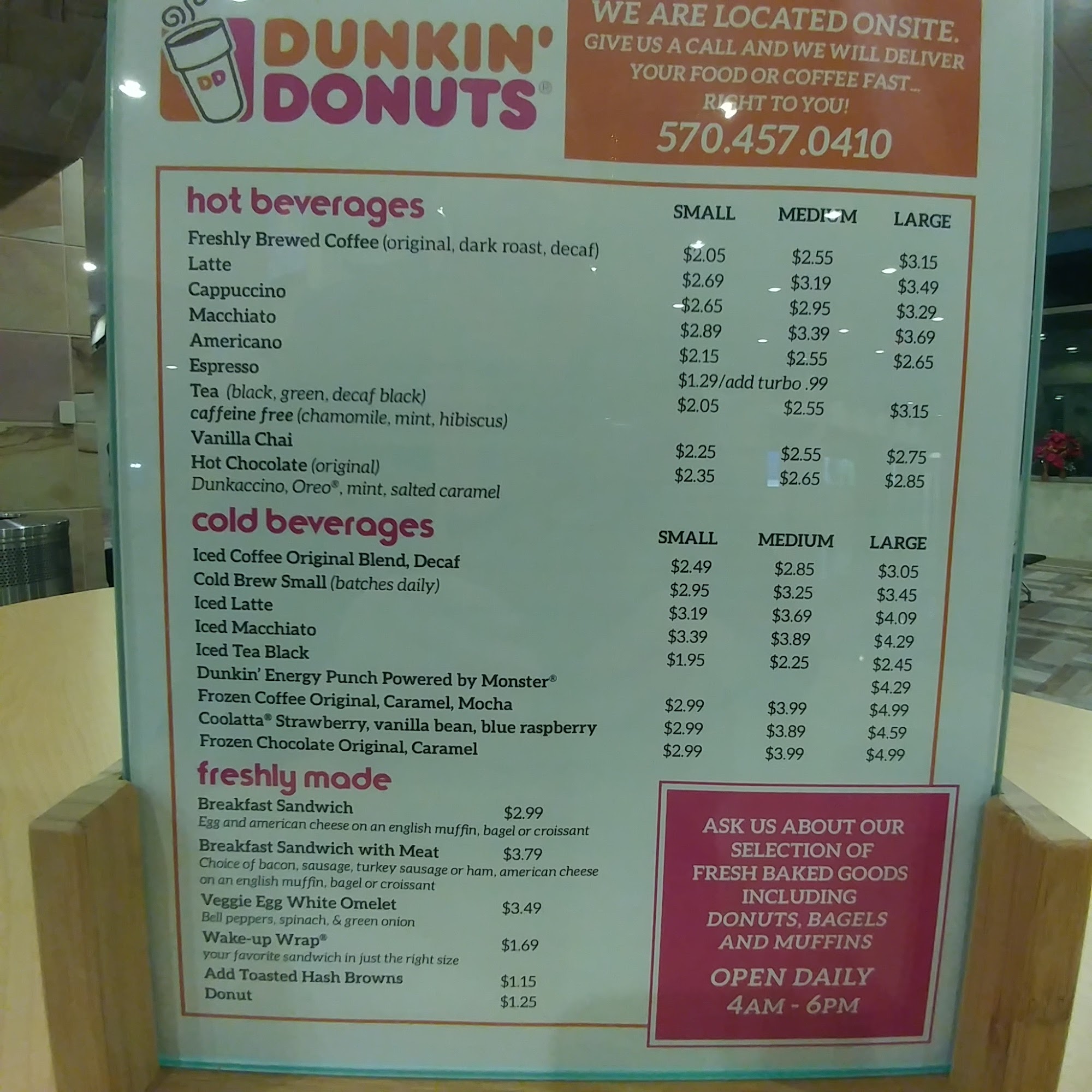 Dunkin' Menu