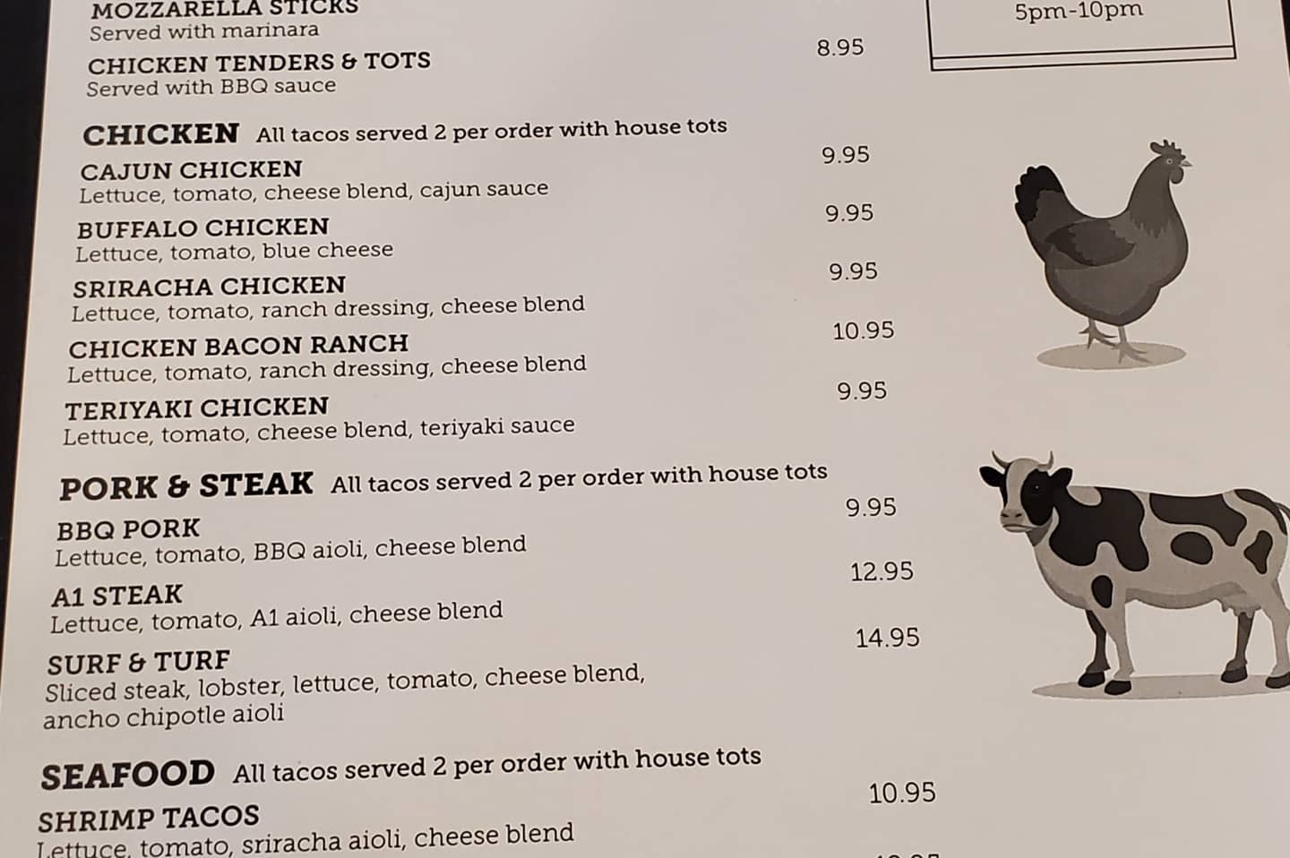 The Angry Irishman Menu