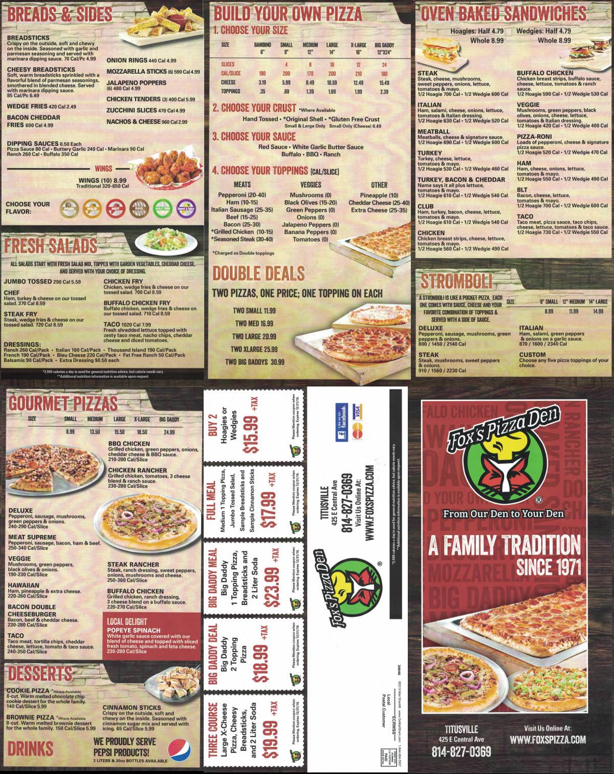 Fox's Pizza Den Menu