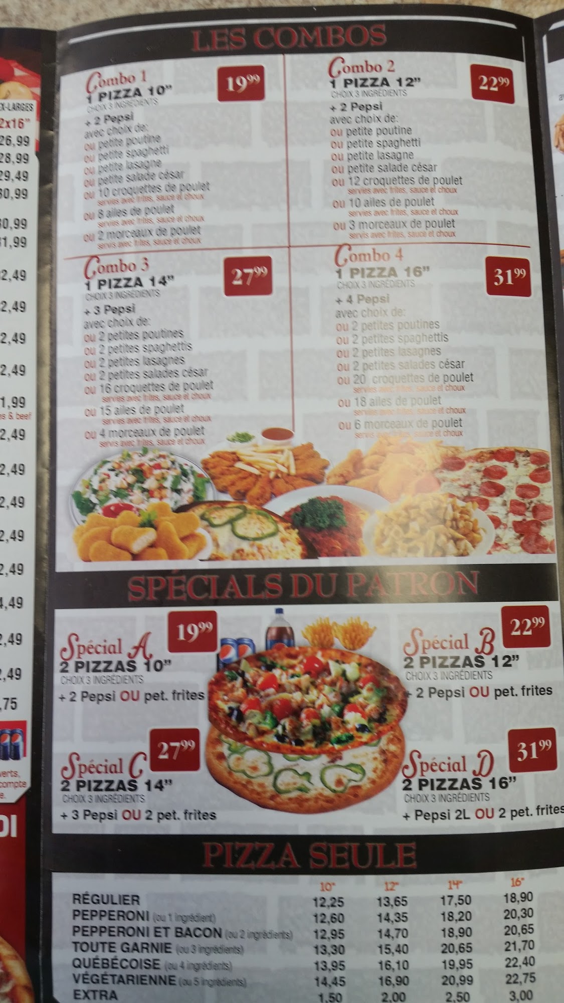 Lakeshore Pizza Menu