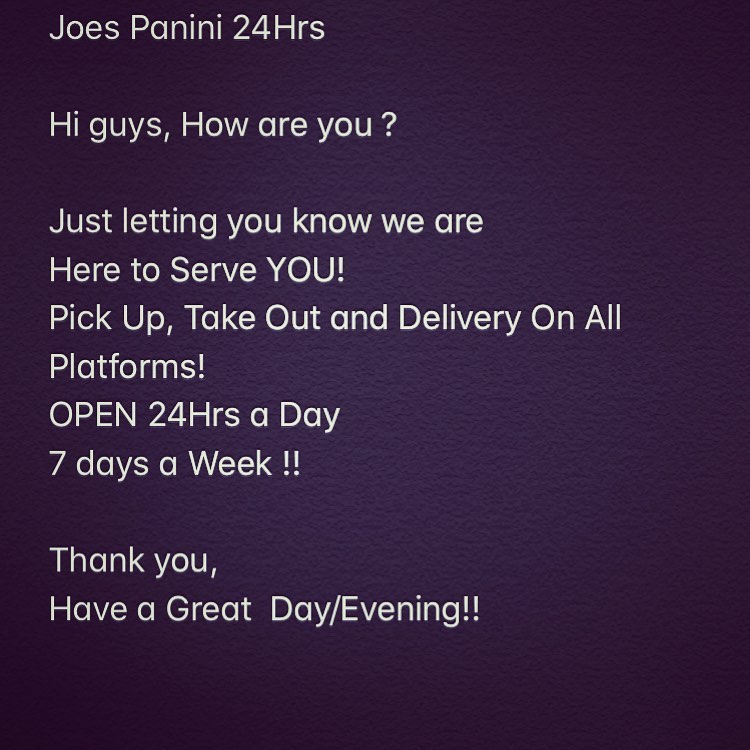 Joes Panini 24h 1404 Drummond St, Montreal