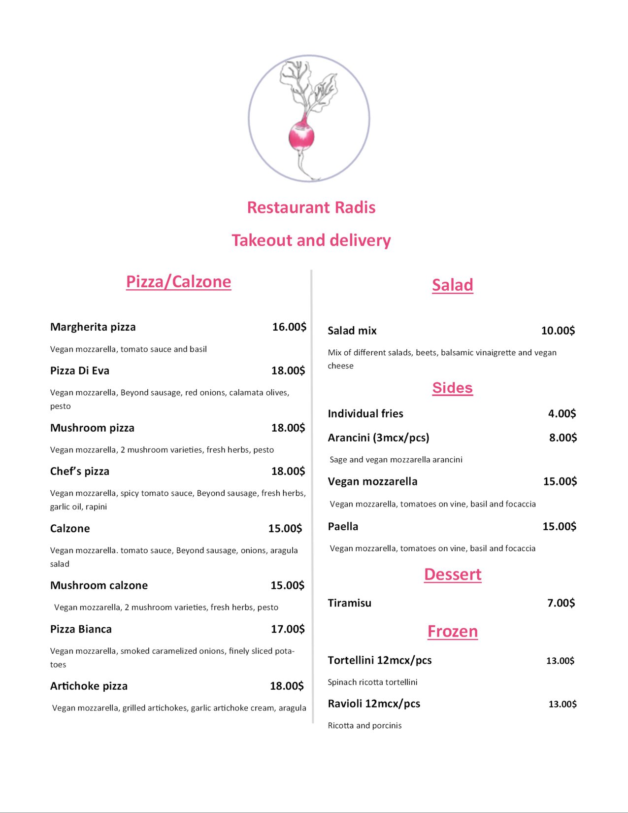 Restaurant Radis 361 Rue Bernard O, Montréal