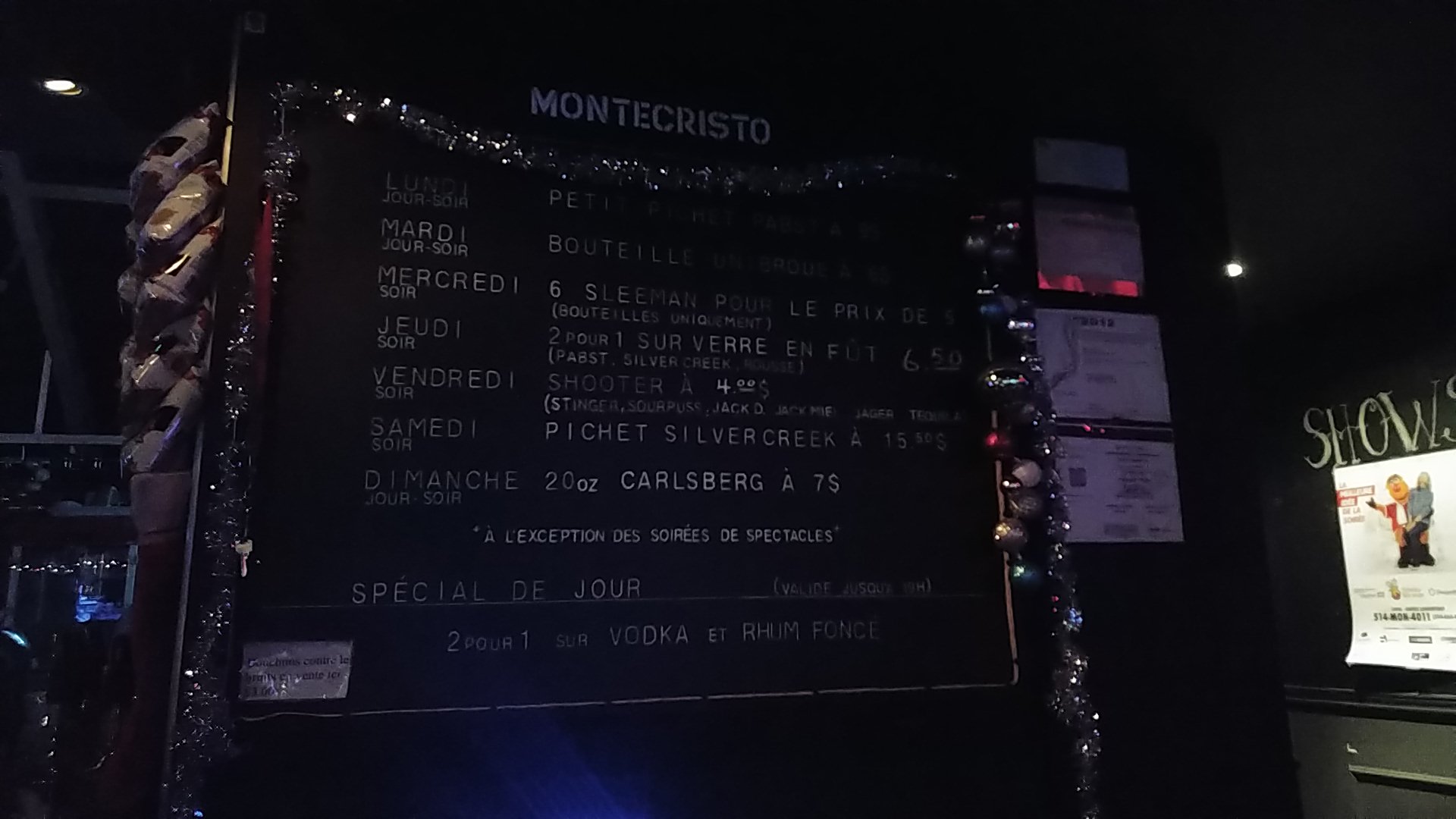 Monte Cristo Menu