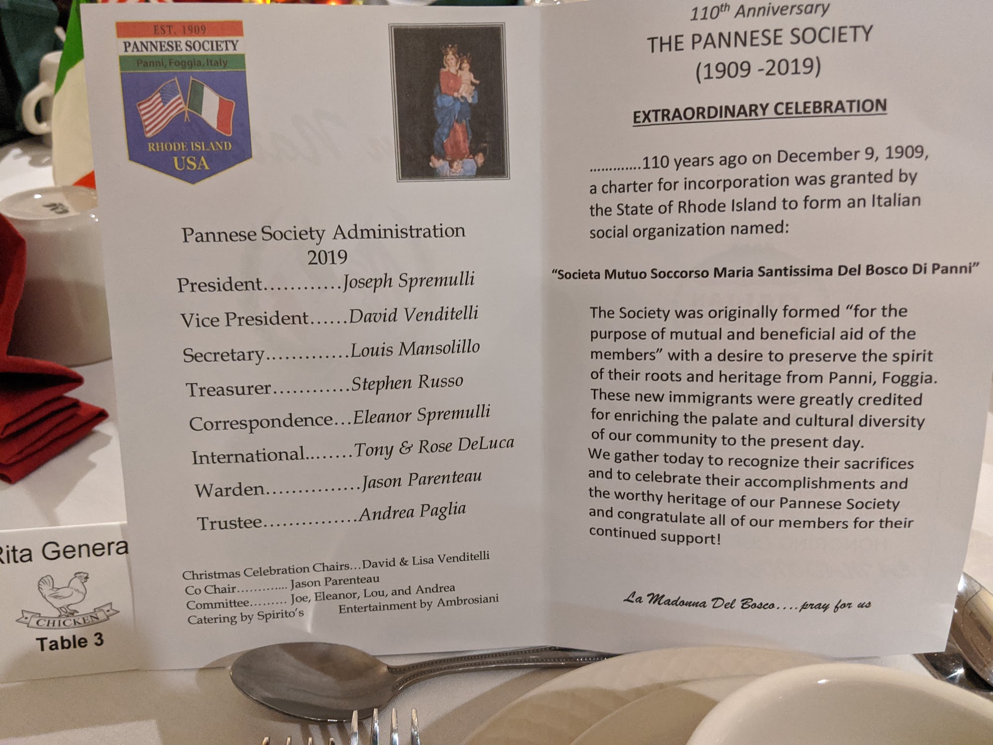 Spirito's Restaurant Banquets and Catering Menu