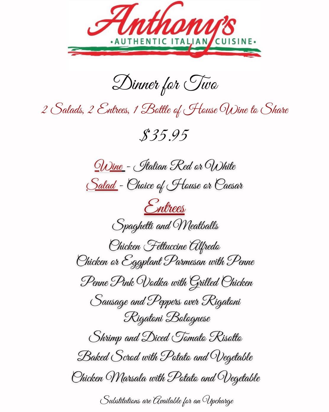 Anthony's Authentic Italian Cuisine 441 Atwells Ave, Providence