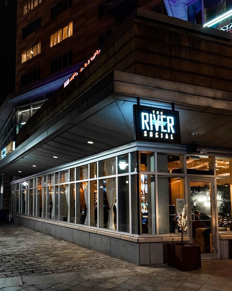 The River Social 200 Exchange street River walk level in Waterplace Park, Providence