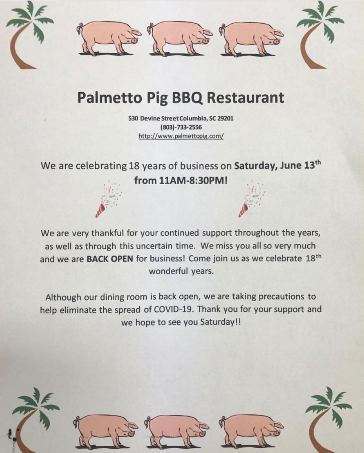 Palmetto Pig Bar-B-Q Restaurant 530 Devine St, Columbia