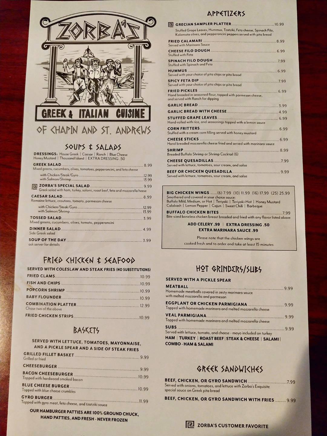 Zorba's Greek Restaurant 6169 St Andrews Rd Ste 50, Columbia