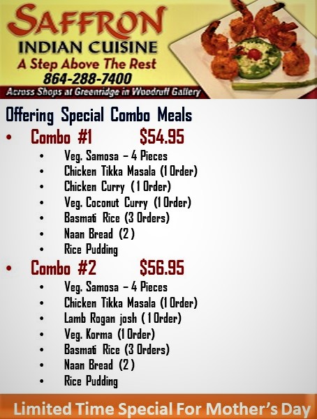 Saffron Indian Cuisine 1178 Woodruff Rd #16, Greenville