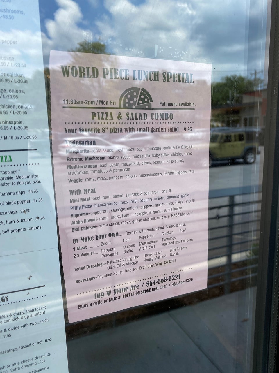 World Piece Pizza 109 W Stone Ave Suite A1, Greenville