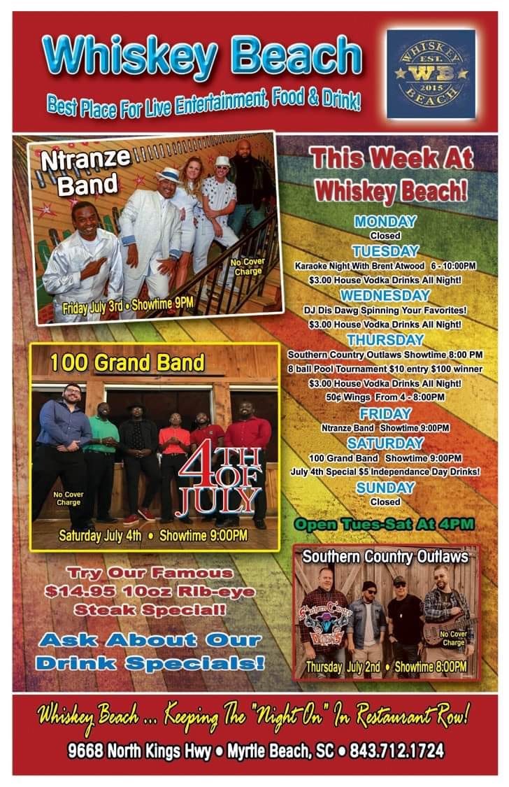 Whiskey Beach Bar & Grill 9668 N Kings Hwy, Myrtle Beach
